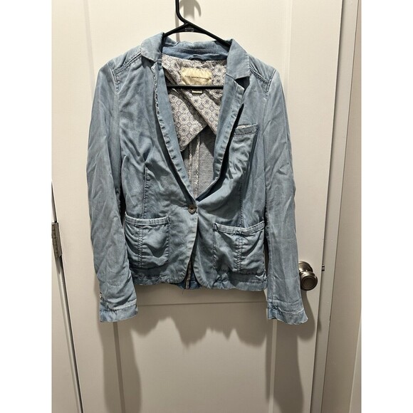 Women’s Pilcro by anthropology jean blazer size XS Blue Jacket - Picture 2 of 4
